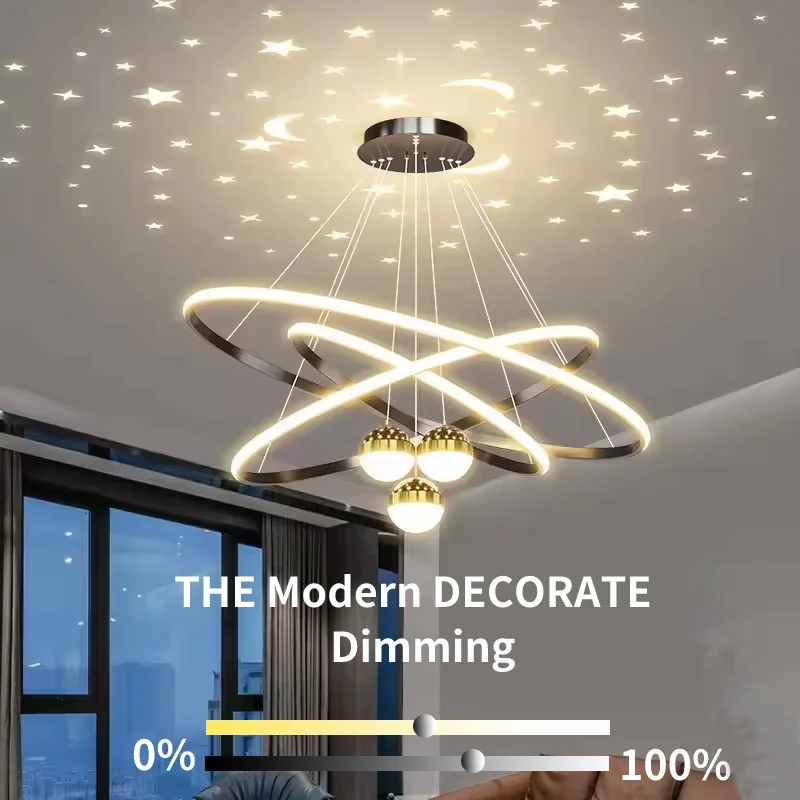Custom Lighting Modern Led Chandelier Bedroom Hotel Round Hanging Light Iron Led Circle Ring Pendant Light