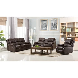 Best Selling Manual Living Room Furniture Pu Leather Simple Lazyboy Recliner Sofa Set