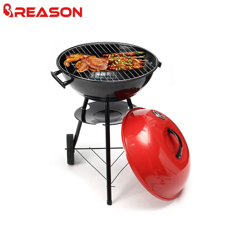 Hot Sale Outdoor  BBQ Grill With Red Pot Lid Apple Shaped Barbecue Charcoal Grills