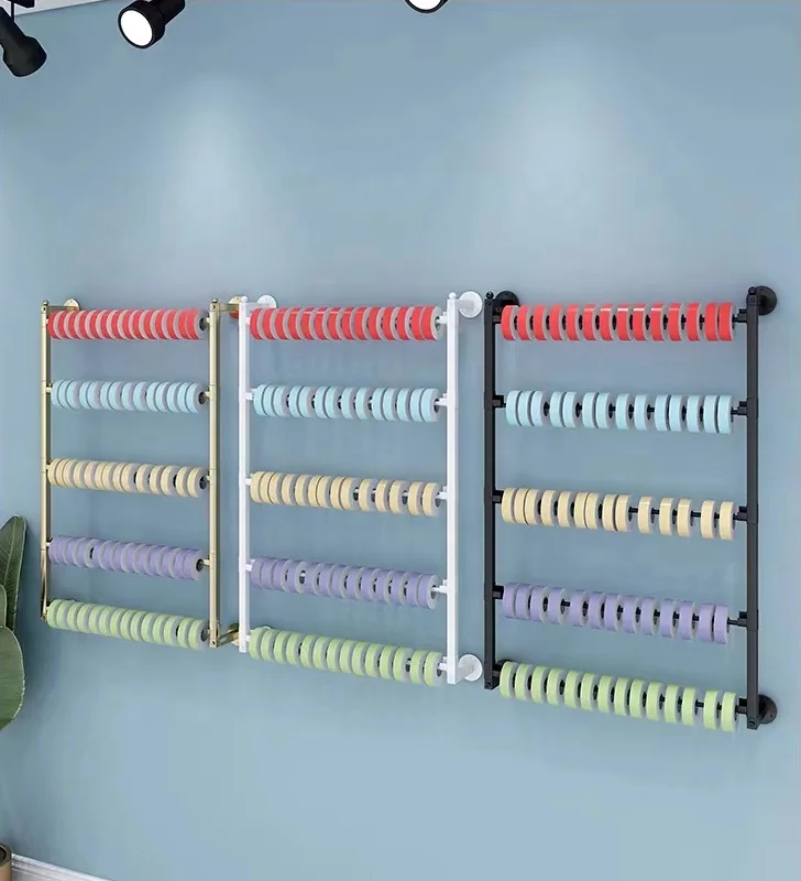 Hot Sales Simple Wall Hanging On The Wall Silk Scarf Ribbon Storage Shelf Gold Black White Iron Display Racks For Retail Store