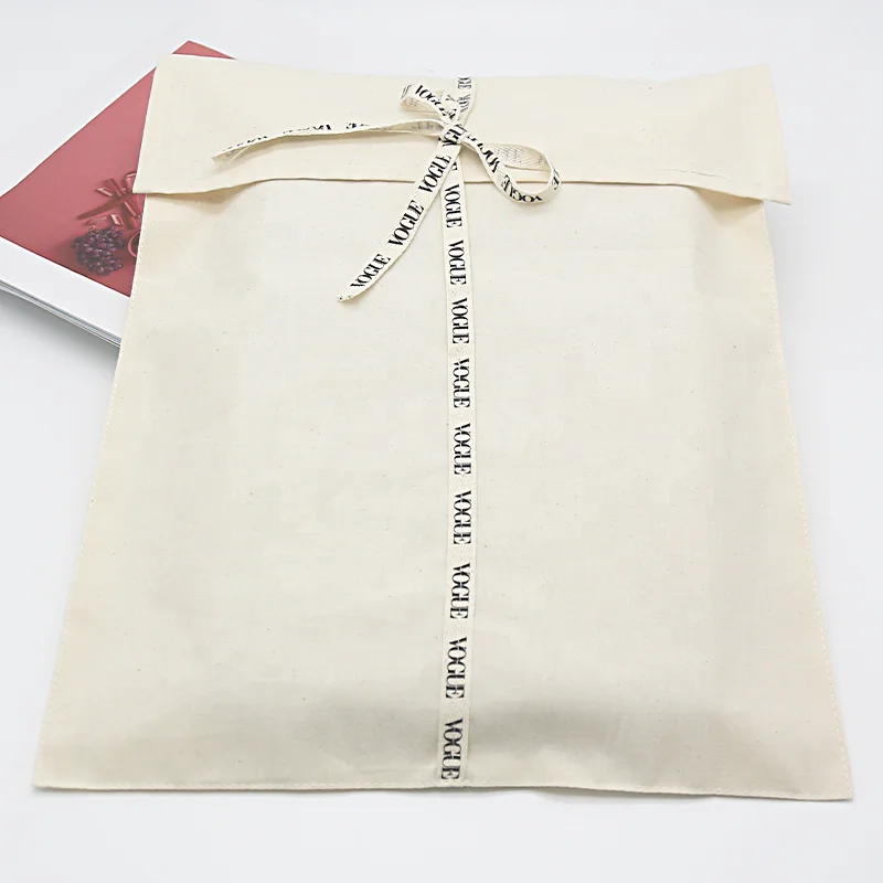 Cotton envelope drawstring pouch eco friendly dust clothes shoes fabric bags with logos