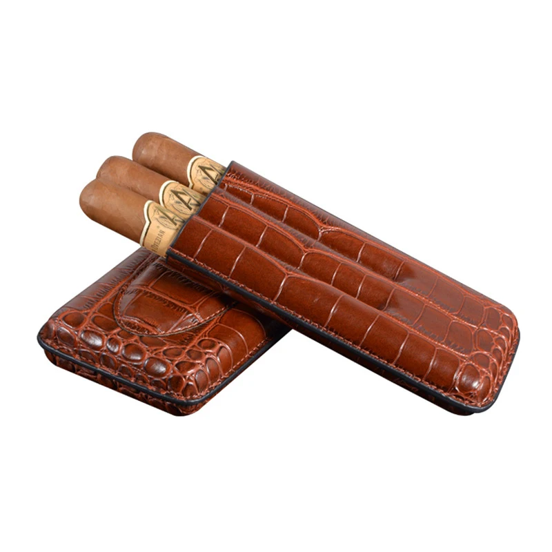 
 Пользовательский портативный роскошный кожаный дорожный Чехол для сигар под крокодиловую кожу со скидкой и резаком  