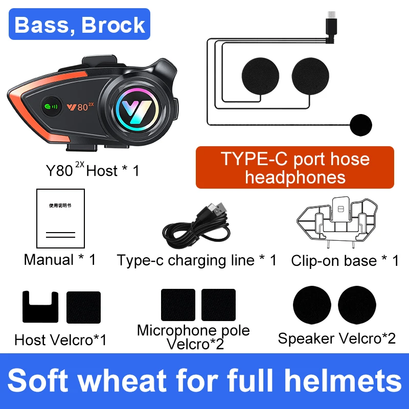 Y80-2X Full Duplex Walkie Talkie Headset Mic Universal Headphone Intercom Telephone Two Way Earphone Helmet Headphone Bt 5.0