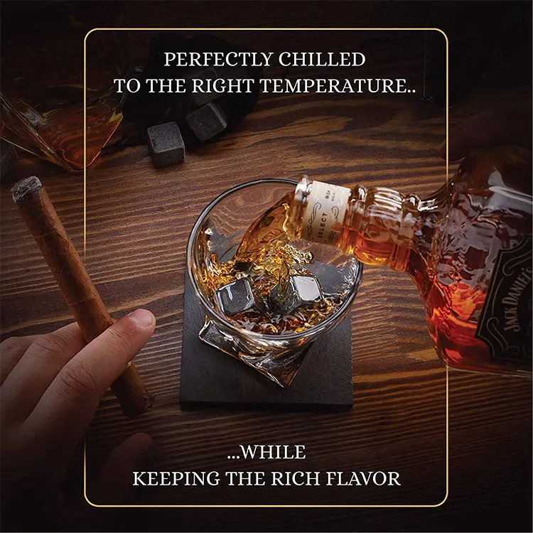 Most Popular Whiskey Stones And Glasses Gift Set Premium Handmade Wooden Box Whiskey Rocks Chilling Stones