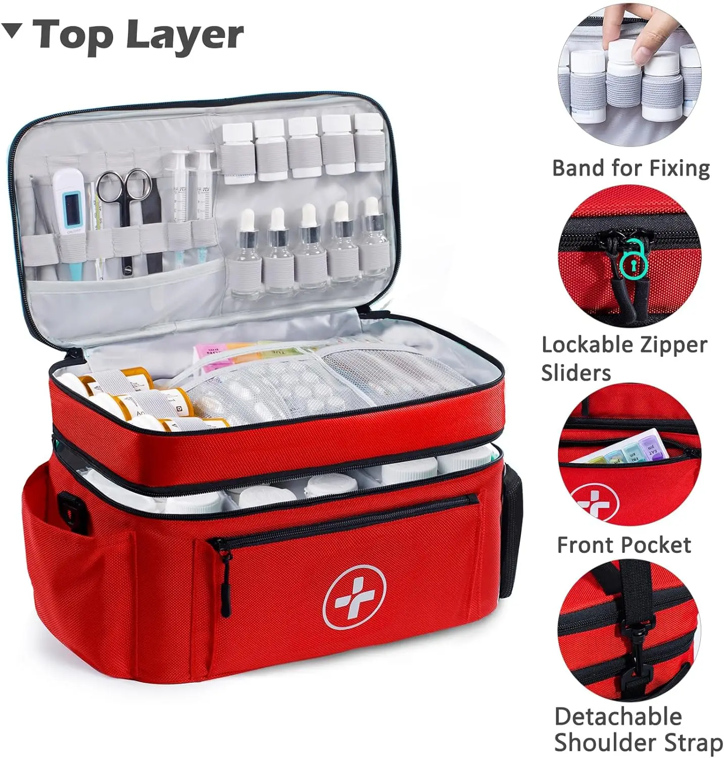 Functional Pockets  Empty Travel Medicine Bag Organizer Storage Pill Bottle Organizer Storage  First Aid Kit