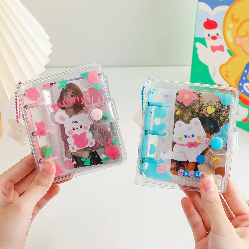 Mini Clear Kpop PVC Photo Album Cover Photocard Holder 3 Inch Card Case with Keychain Photo Album