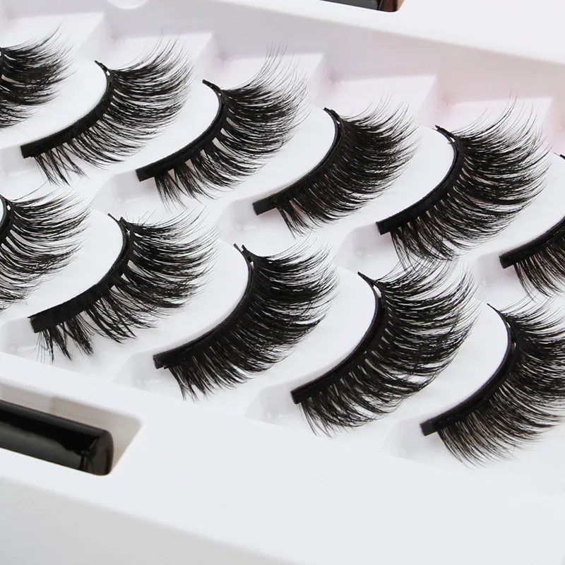 Eyeliner liquid magnet false eyelashes 10 pairs/set pack magnetic glue-free 3D natural eyelashes