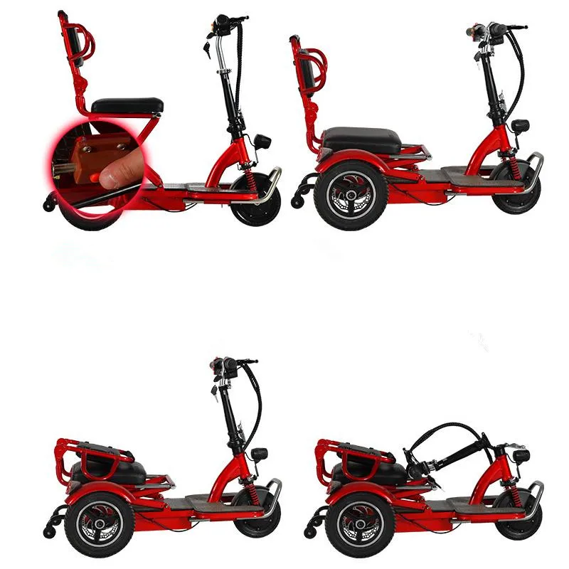 Factory wholesale three wheeled electric car elderly pick up children folding lightweight scooter