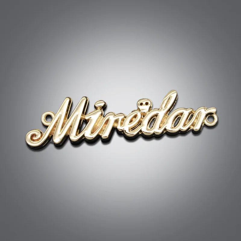 Factory price gold letter brand logo customized metal plates tags labels