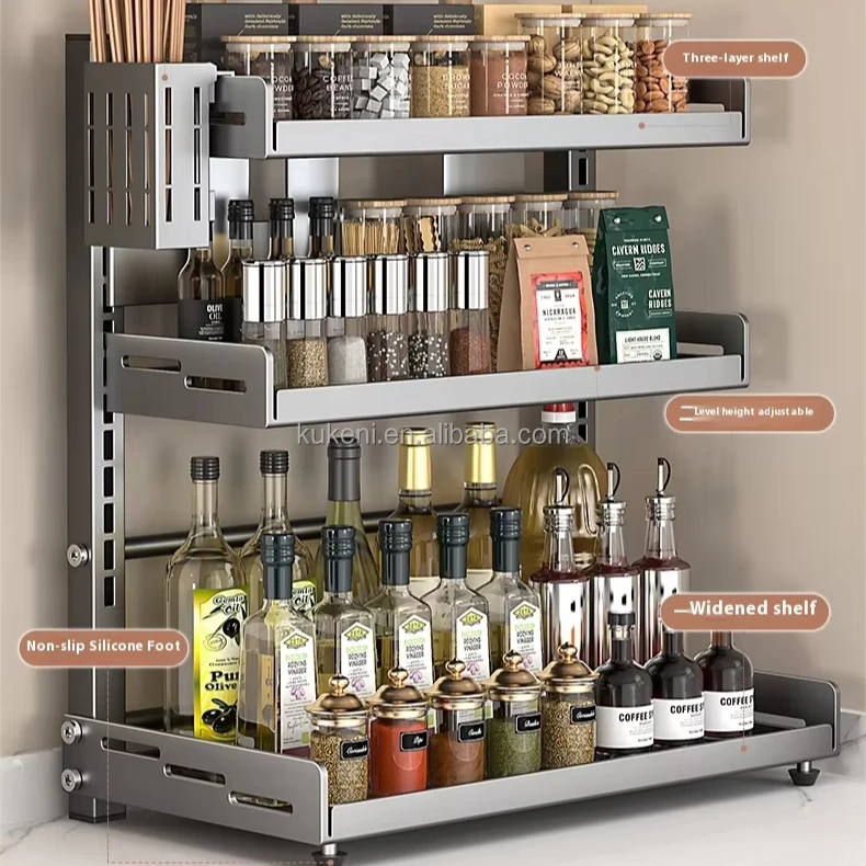 Household under cabinet spice rack chrome spice rack set rack organizer shelf for kitchen spice holder