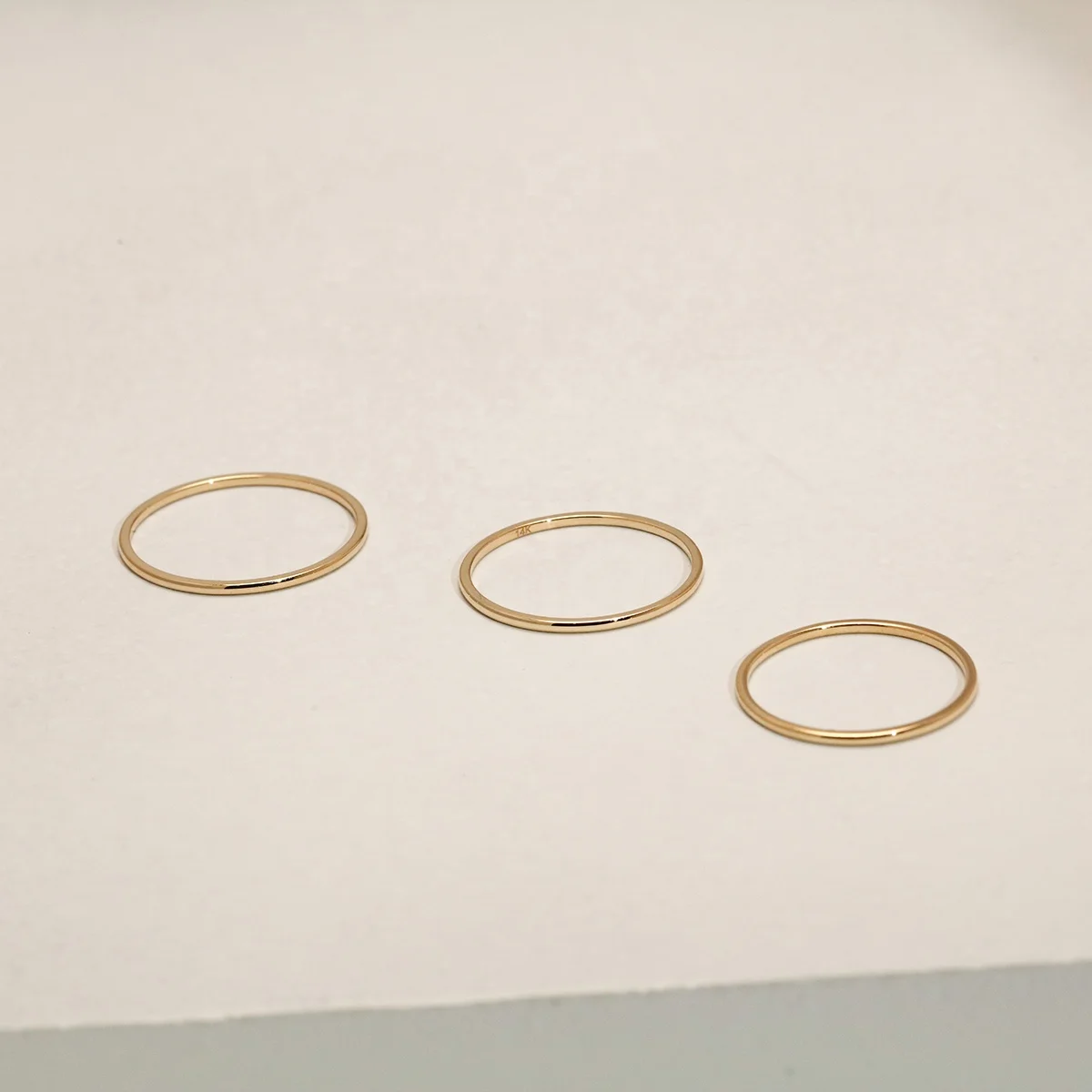 Custom Minimalist 14K Solid Real Gold 1mm Thin Stackable Band Classic Prime Dainty Jewelry Round Smooth Skinny Stacking Ring