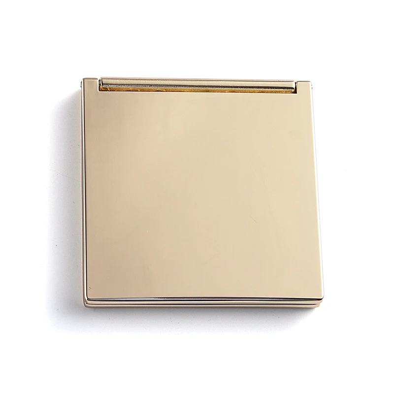 Velvet Pouch Packing Gold Plated Debossed Logo Fashion Hand Bag Cosmetic Compact Mirror