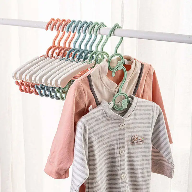 Wholesale Kids Hangers Telescopic Plastic Non-slip Cute Baby Traceless Children Hanger