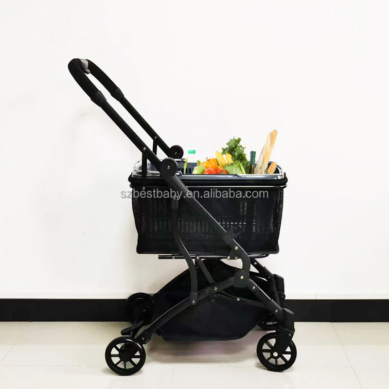 Portable Aluminum Grocery Shopping Cart with Detachable Bag
