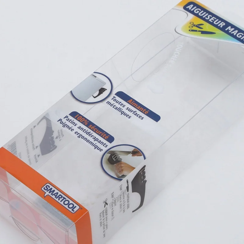 Wholesale PVC cup packaging box PET transparent scissors and fruit knife plastic folding box