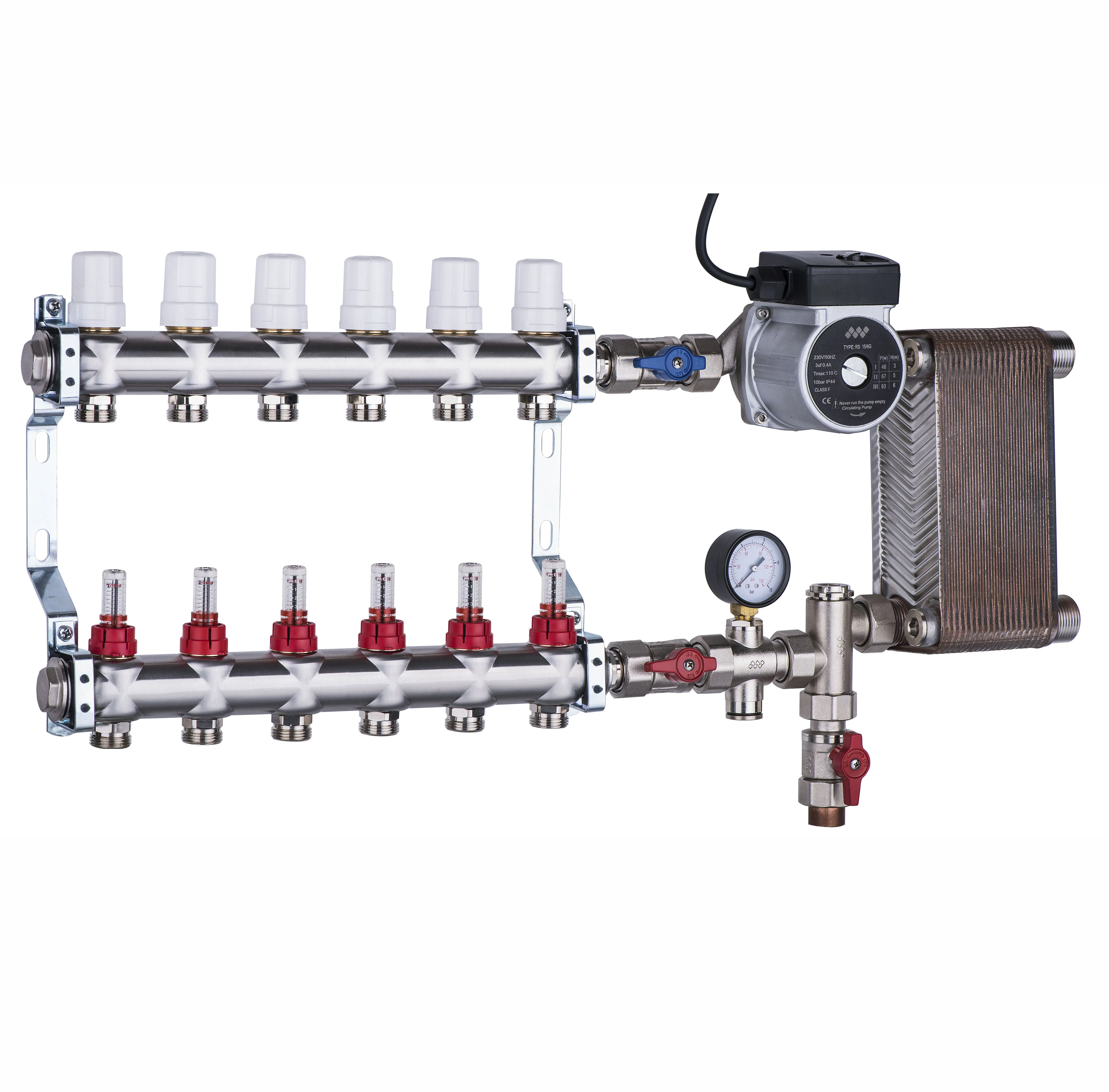Brazed plate heat exchanger Water mixing with 15-6 or 25-6 pump for PEX pipe