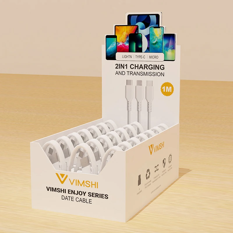 Vimshi 2023 Wholesale Cheap OEM Mobile Phone Accessories Fast Charging White Tipo C Micro Usb Type-C Data Cable