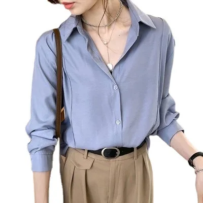 Fall Clothes Winter Silk Career Plus Size Womens Blouses & Shirts Long Sleeve Women Dresses 2022