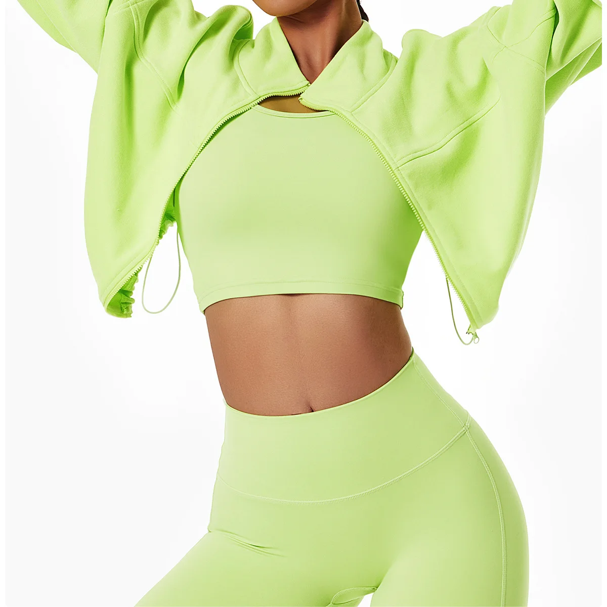 Wholesale Fitness Clothing Women Gym Clothes Kit Sweat Suit Butt Lift Women Long Sleeve 4 Piece Yoga Sets