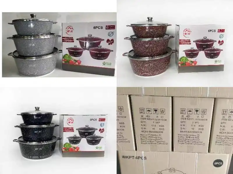 Home Kitchenware 6pcs Sets Soup Cooking Sauce Cooking Japandi 32-36-43cm Huge Steaming Soup Pot Casserole