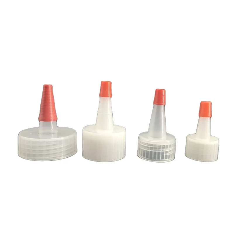 Customized colors 18 20 24 28 38mm lub oil spout cap glue chemical ink packaging dropper bottle point nozzle yorker cap