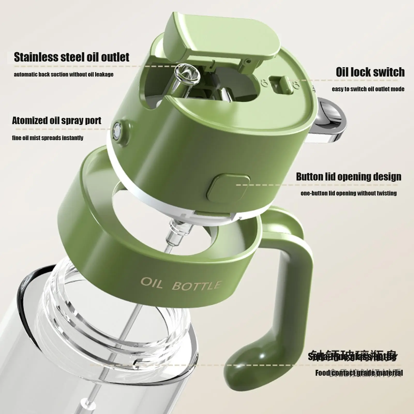 18.5OZ 550ML Glass Vinegar Dispenser versatile Plastic Olive Oil Spray Bottle For Kitchen Cooking