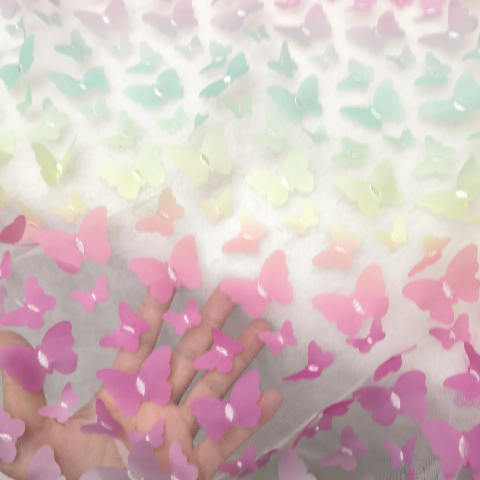 3D кружевная сетчатая ткань с лазерной градиентной вышивкой 100% полиэстер тюль для платья