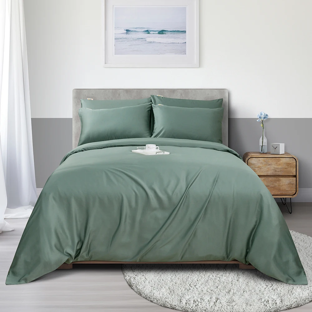 OEKO-TEX Certified 100% Lyocell Solid Designer Quilt Cover Bedding Design Linen Bed Linens Bedsheet Set