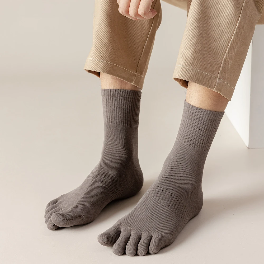 Designer crew business dress 5 toe sock wholesale custom logo work five finger socks for men