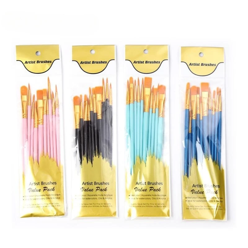 BESTLINE Adults Artists Brush Drawing Use Hair Wool Acrylic Nylon Supplies Brushes Purple Watercolor Wood Handle