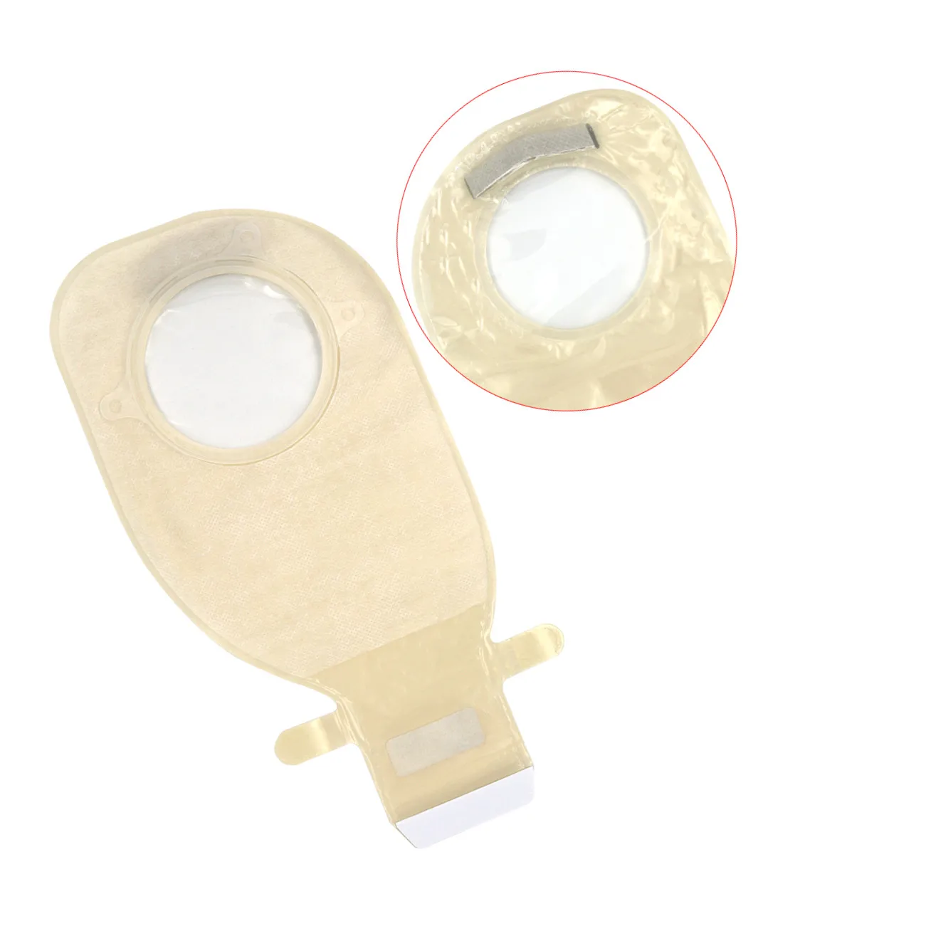 Low Price flange 57mm soft non-woven fabrics Skin Friendly hook and loop drainable two-piece colostomy pouch