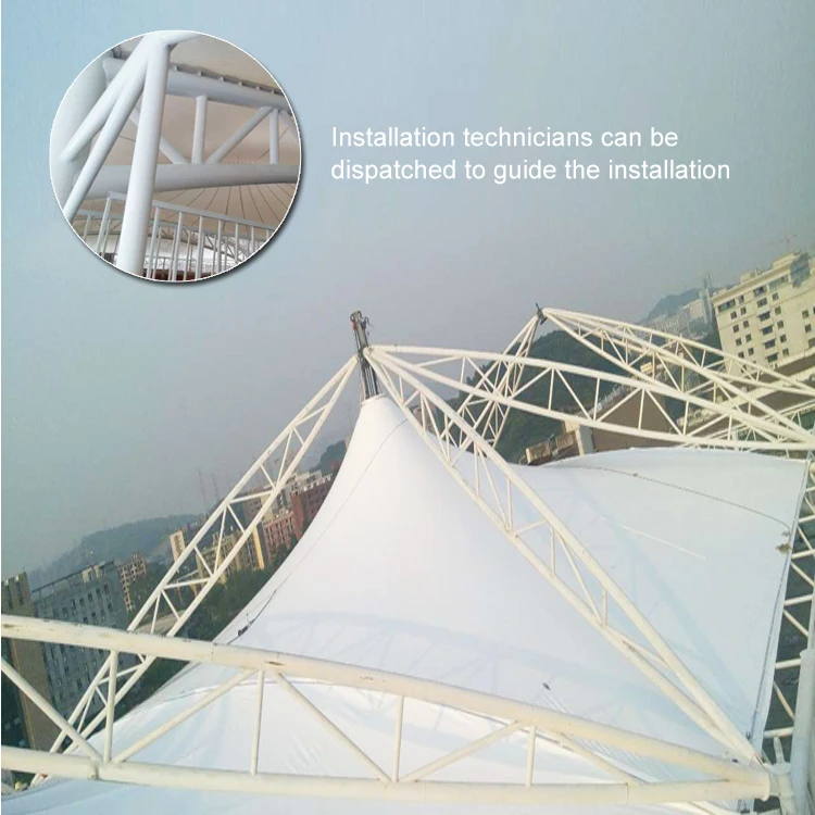 Eco-friendly building materials pvdf membranes space truss space frame steel stadium tensile fabric roof truss