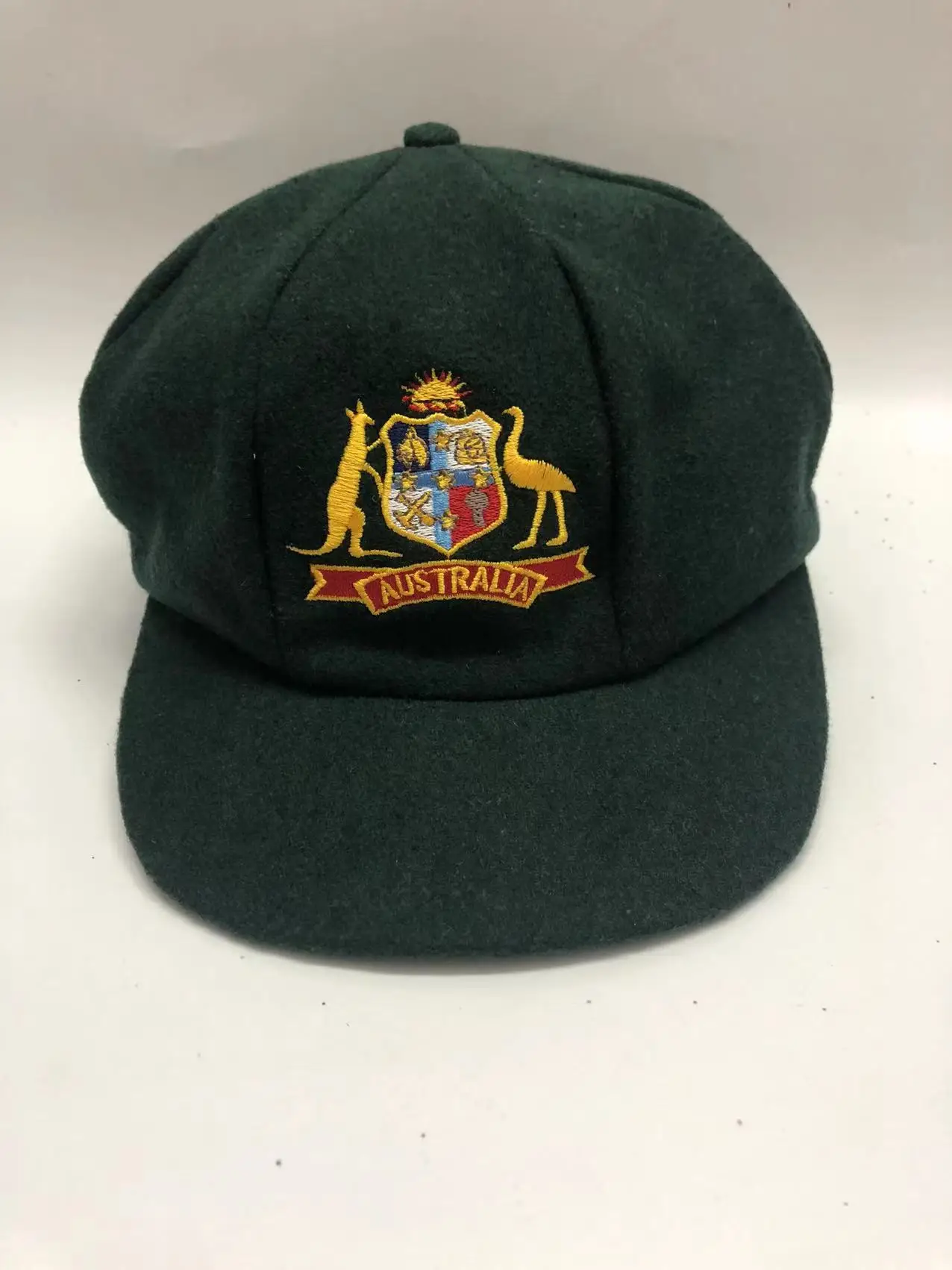 Mens custom bottle green or other OEM colors wool or polyester acrylic embroidered club logo baggy cricket hat
