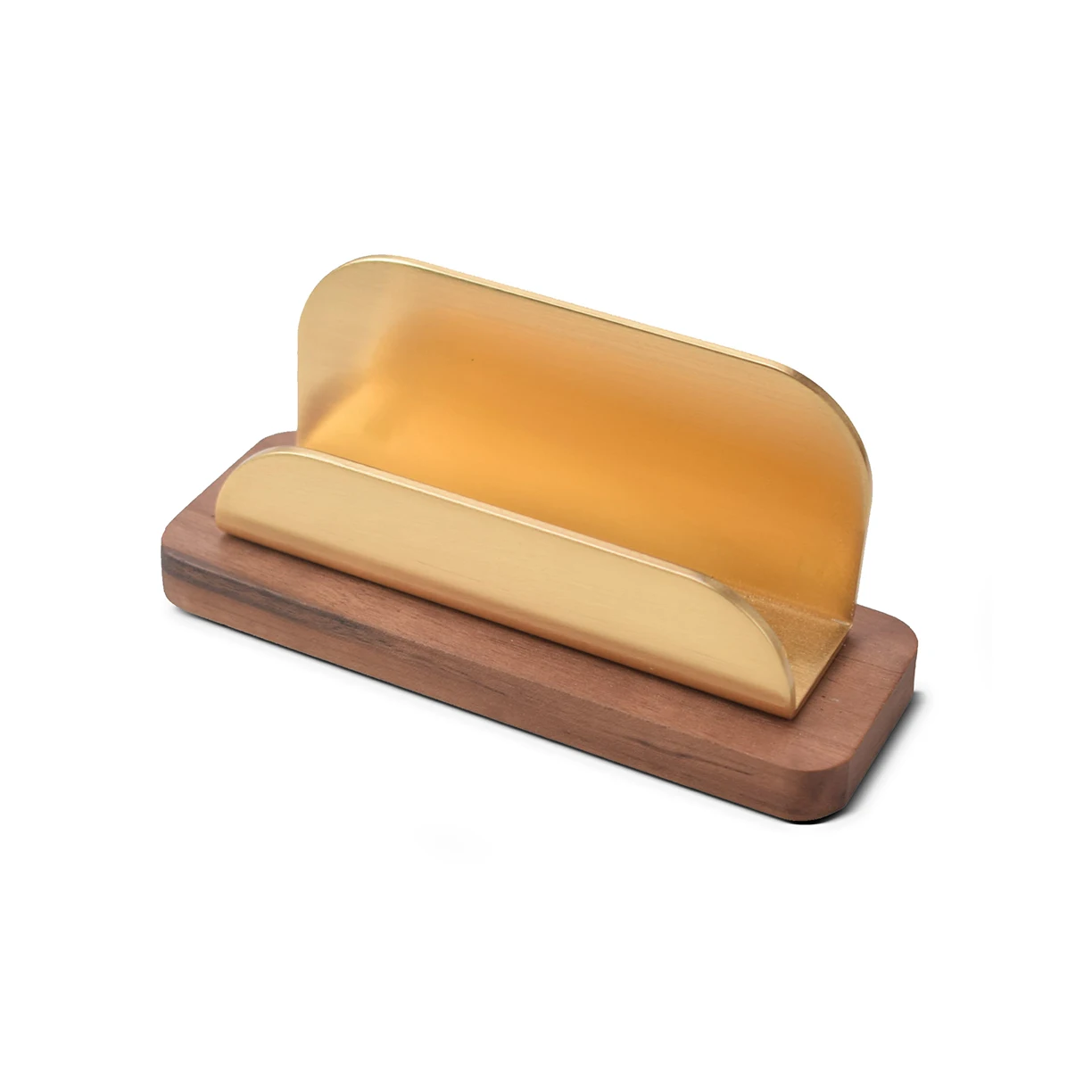 Wooden Business Card Holder Desktop Solid Brass Picture Stand Case with Wood Base Card Display Stand Business Card Display