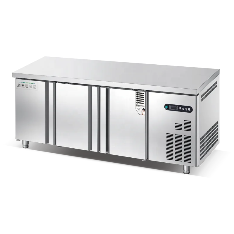 Commercial Stainless Steel Fridge Kitchen Work Bench Chiller Table Top Single-Temperature Refrigerator Under Counter Freezer