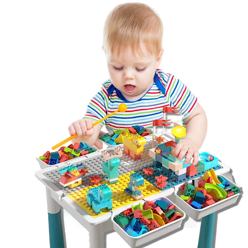 Playing by Most Kids Building Block Portable Multi-functional Diy Educational Toy Kids Educational Learning Table