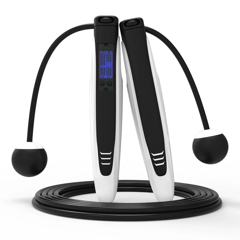 
digital with counter led electric steel bare cable without rope weighted ropeless jump rope 