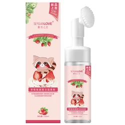 SERSANLOVE Organic Watermelon Amino Acid Cleansing Mousse Makeup Remover Face Wash Facial Mousse Foam Cleanser With Brush OEM