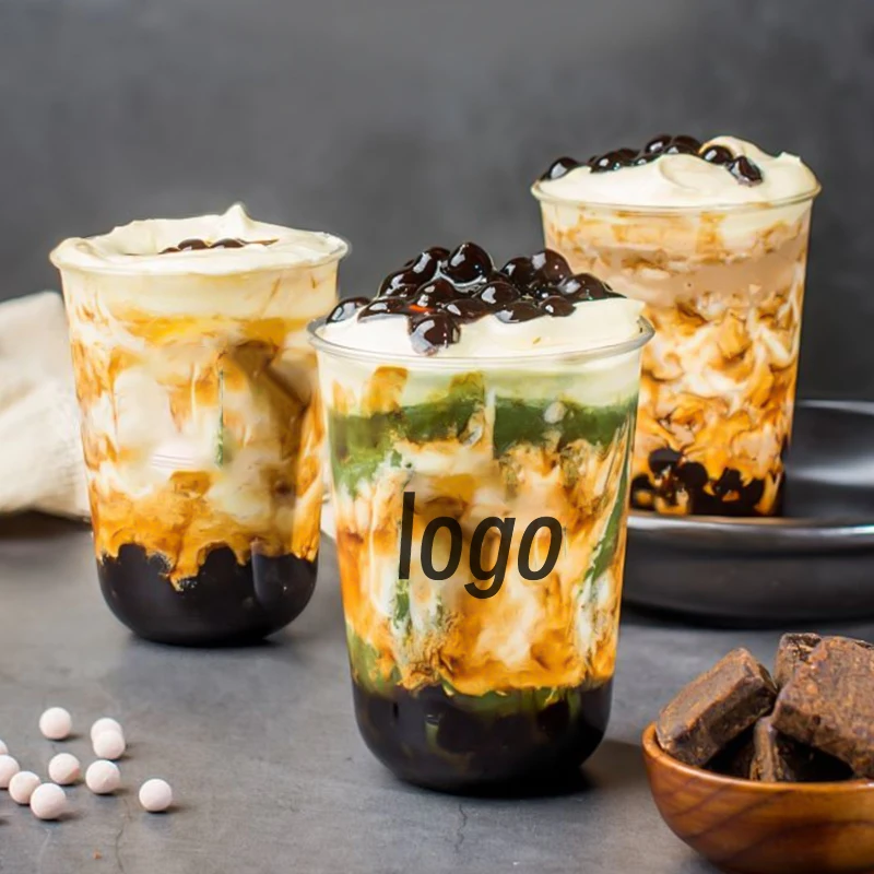 Custom Wholesale PP Plastic Cups With Lids Disposable Cups With Straw  For Cold Drinks