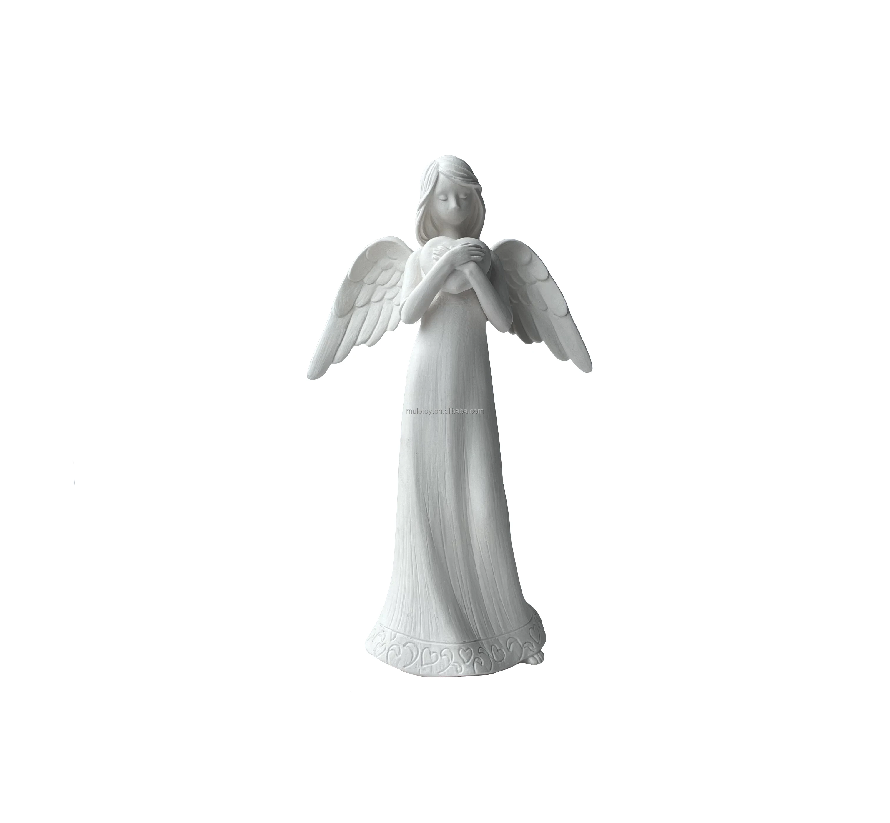 8.5inch Porcelain Mom Angels Figurine for Gifts Home Decoration Praying commemorating Angel Statue (with Hear)