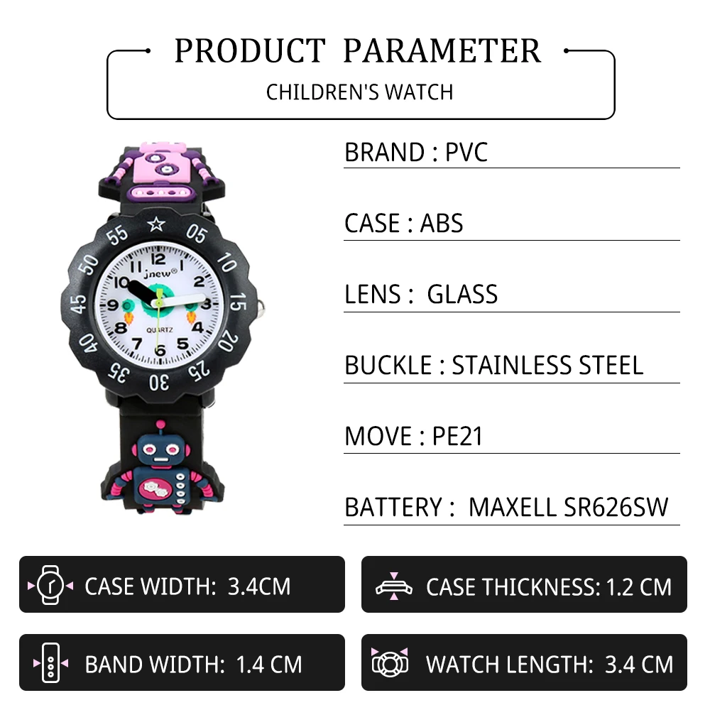 Outdoor Waterproof Sports LED Alarm Stopwatch Band Watch for Kids 3-10 Years Analog Dial Fashionable Buckle Clasp Boys Girls