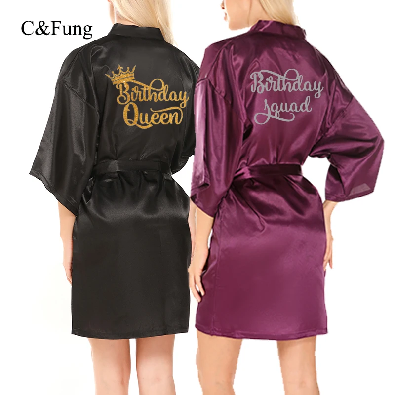 woman Satin Rayon Kimono Robe Bathrobe For Spa Party Wedding Birthday