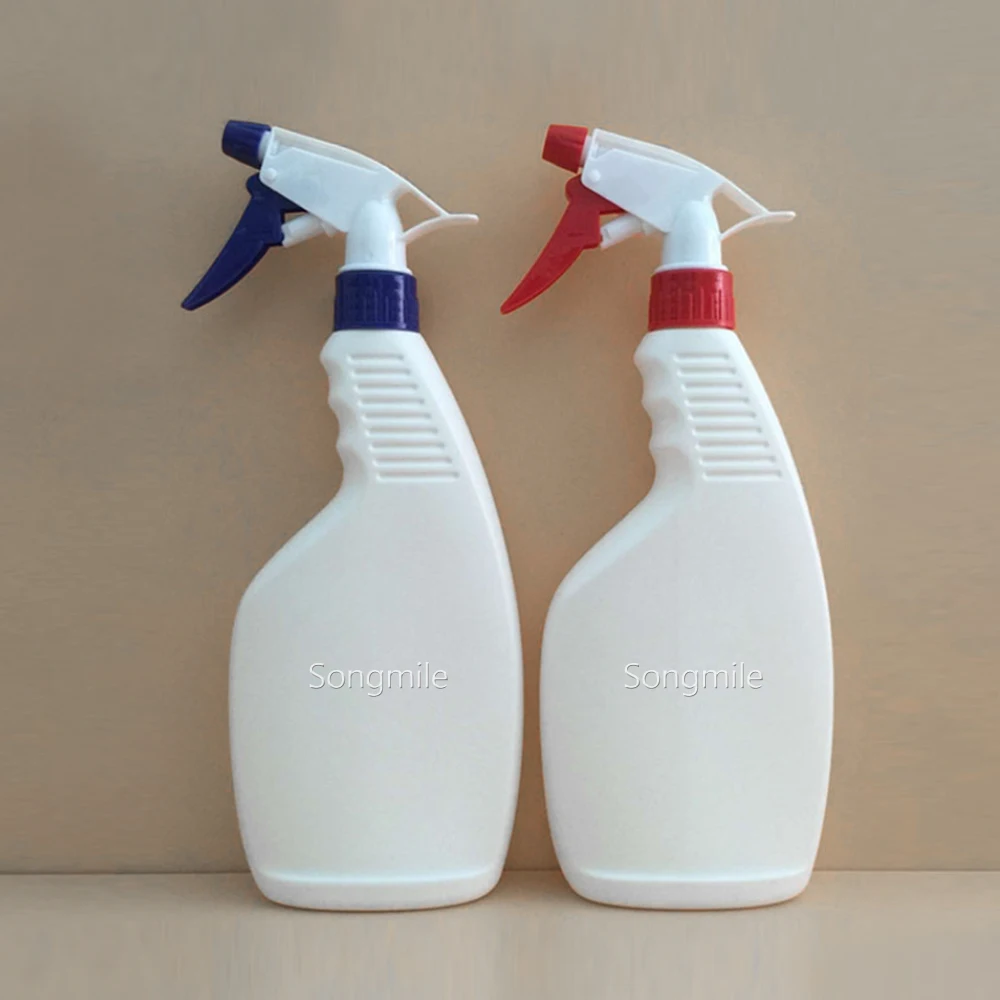 Wholesale OEM printing Logo 500ml 750ml 1000ml HDPE PE White Black Plastic Square Bottle With Trigger