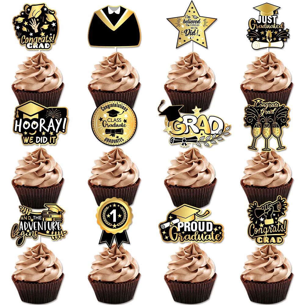 Graduation Season New 2024 Graduation Ceremony Baking Cake Plugin Party Paper Cupcake Topper Decoration