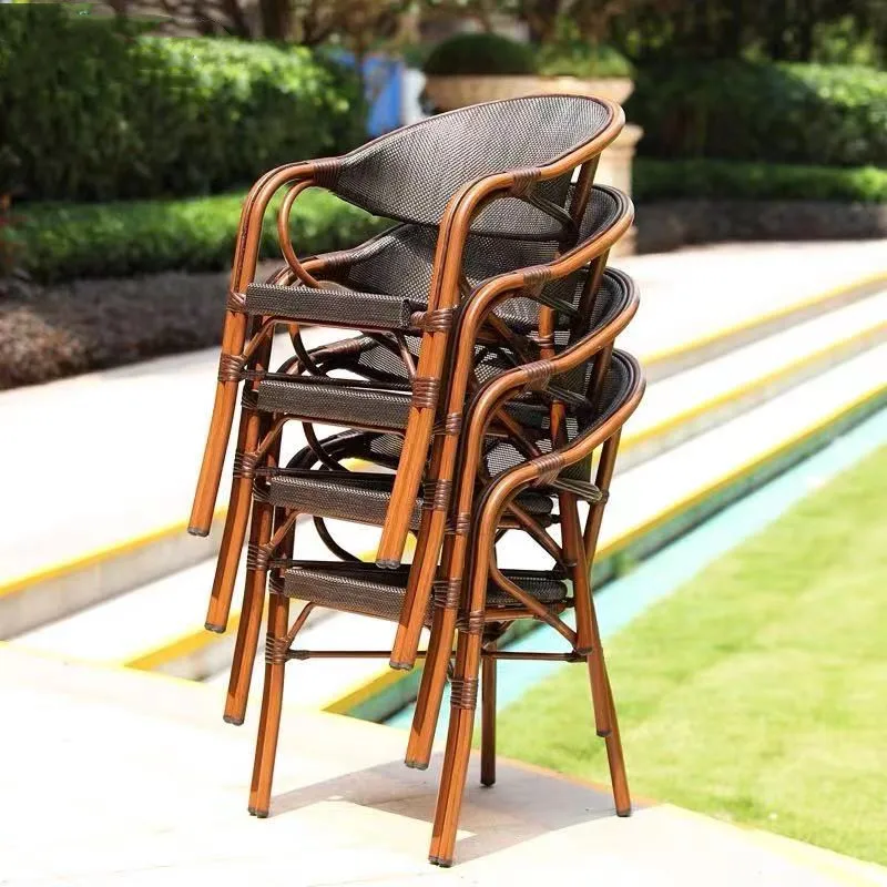 Comfortable Leisure Outdoor Furniture Set High Back Patio Rattan Wicker Dining Garden Chair