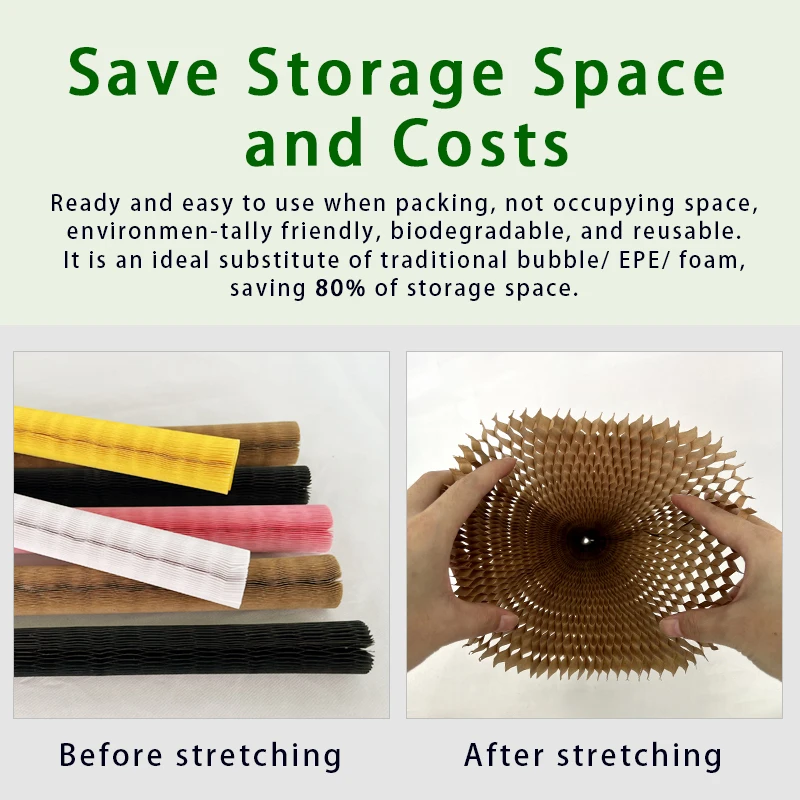 Kraft Brown Express Packaging Honeycomb Paper Sleeve Cushioned Mesh Paper Tube for Shipping Protective Film for Secure Delivery