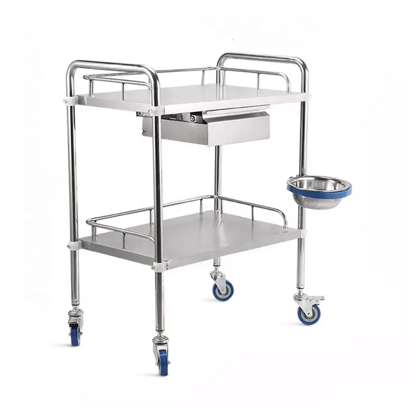 Most Popular Medical Stainless Steel Cart Trolley Hospital Trolleys with Triple Drawer