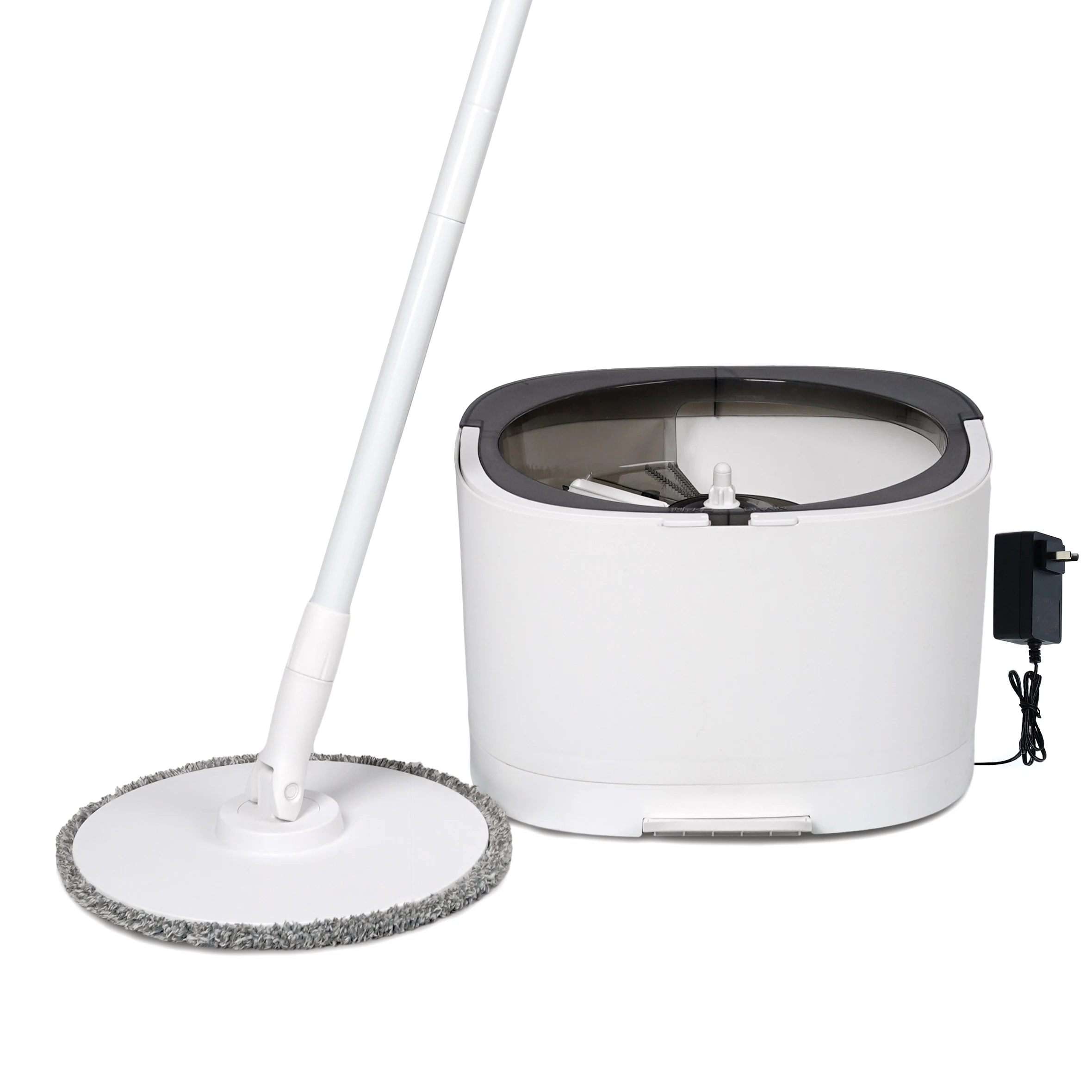 Jesun Automatic Cleaning Electric Round Mops Adjustable 360 Spin Magic Mop Cleaning Floors 360 Rotating Mop and Bucket with Spin
