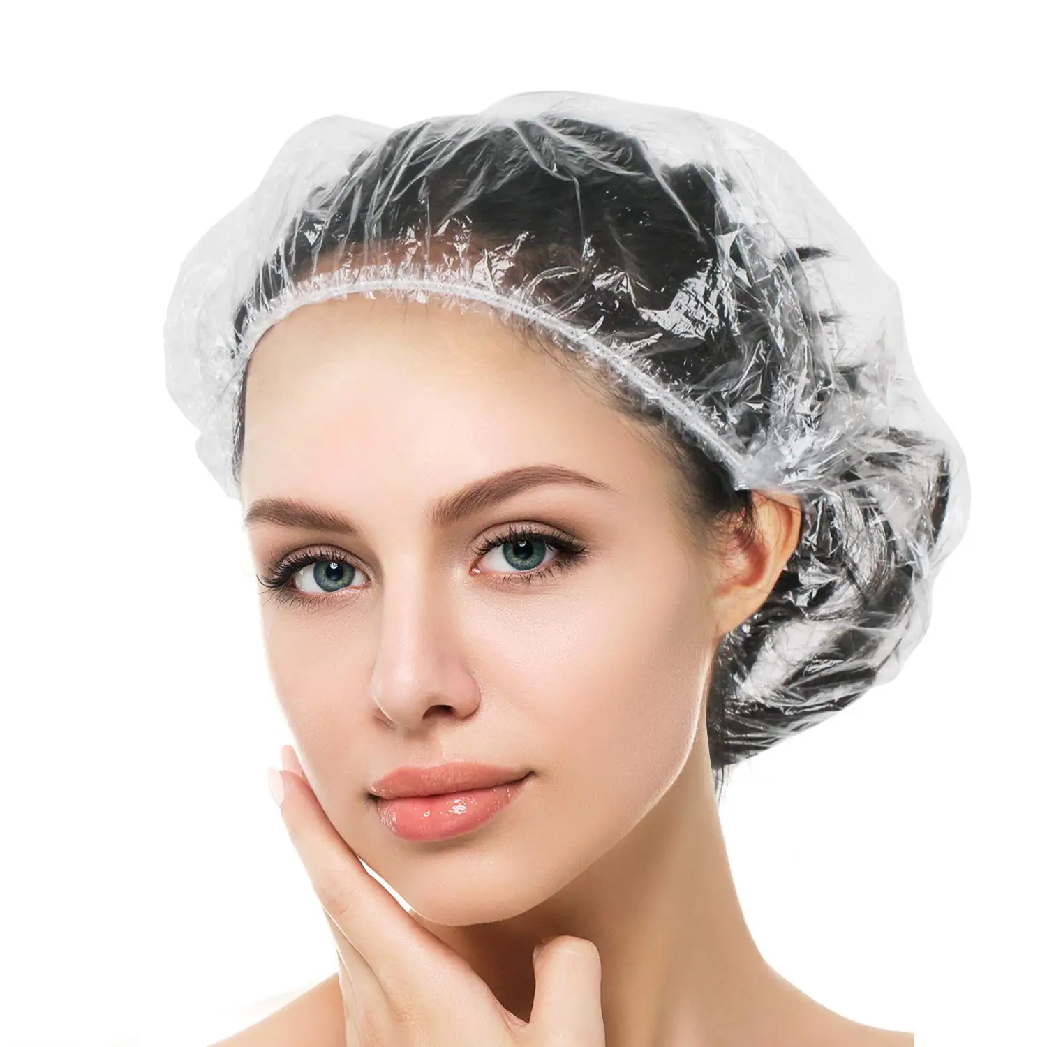 Amazon Hot Sale Disposable Plastic  Shower Cap Custom Waterproof Shower Cap Women