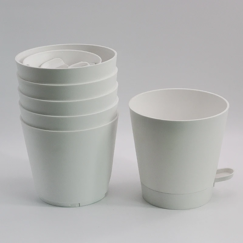 5 5.5 6 6.5 7 8 Inch Smart Self Watering Plastic Planter Pots for Plants with Holes and Tray